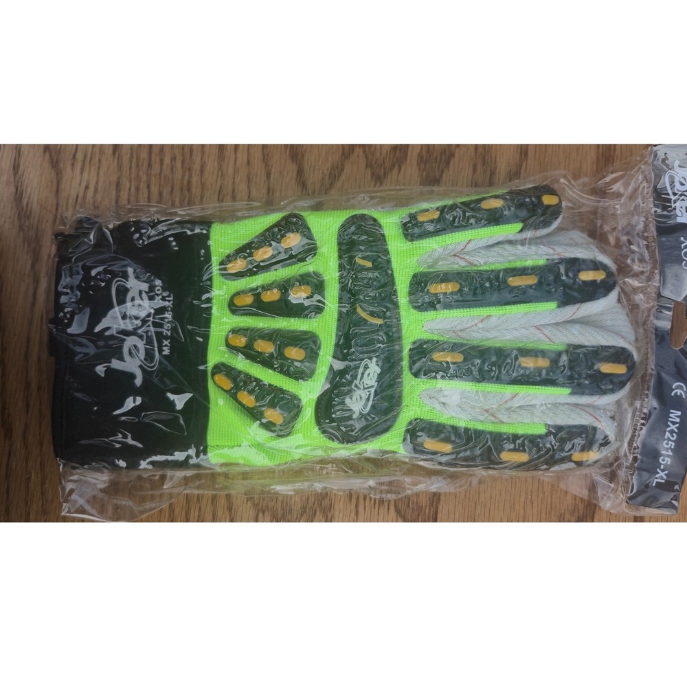 Joker XOS MX2515-XL High Visibility Impact Work Gloves Neon Green Black XL